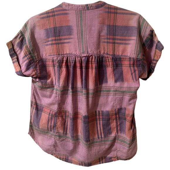 Pilcro Anthropologie Hannah Surf Top Cotton Blouse Soft Lavender Plaid, size XS - Picture 7 of 7